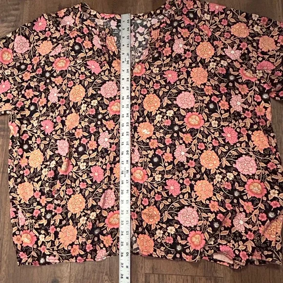 Jones New York Floral Blouse - Black, Orange and Pink 3X - Picture 5 of 8